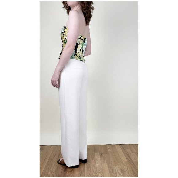 Vintage 100% Silk Corset Top Floral Print Strapless Pleated Old Money Luxury - Picture 4 of 11